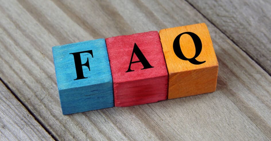 wooden cubes with FAQ written on them.